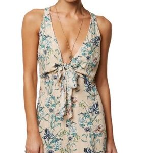 O'Neill Cream Romper with Blue and Green Floral Design